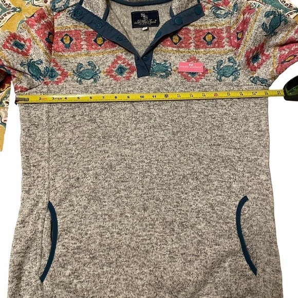 Simply Southern Women's Grey Pullover Crab Anchor Fleece Pullover 1/4 Snap - Picture 6 of 9